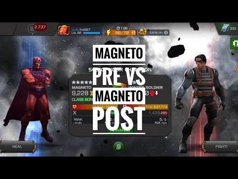 MCOC Magneto game play. comparison between Magneto Pre Buff vs Magneto Post Buff