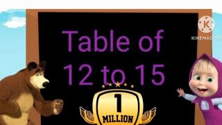 12 to 15 tables for kids learn multiplication tabl