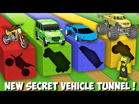 Secret LONG SUPERCARS TUNNELS in Minecraft ! VEHICLE PASSAGE !