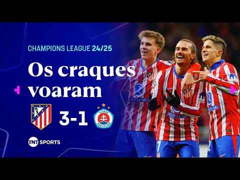 Gols e lances de Atlético de Madri x Slovan Bratislava