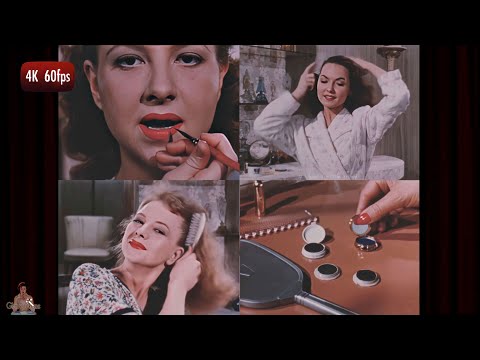 Vintage 1950s Makeup Tutorial & Hair Care Routine | AI Colorised