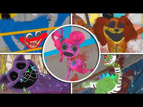 Poppy Playtime: Chapters 1, 2, 3, 4 - All Bosses DEATHS in BRIGHT Mode