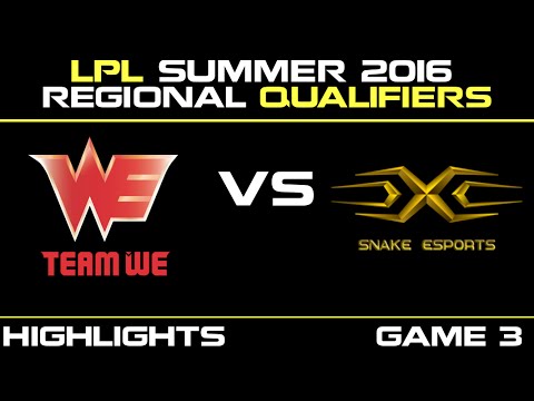 WE vs SS Game 3 Highlights Tencent LPL Summer Regional Qualifier 2016   Team WE vs Snake Esports