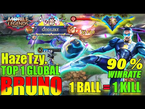 ONE VE ALL! Bruno Aggressive Gameplay - Top - 1 Global Bruno by HazeTzy. - Mobile Legends