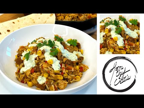 One Pot Beef and Chicken Mexican Rice