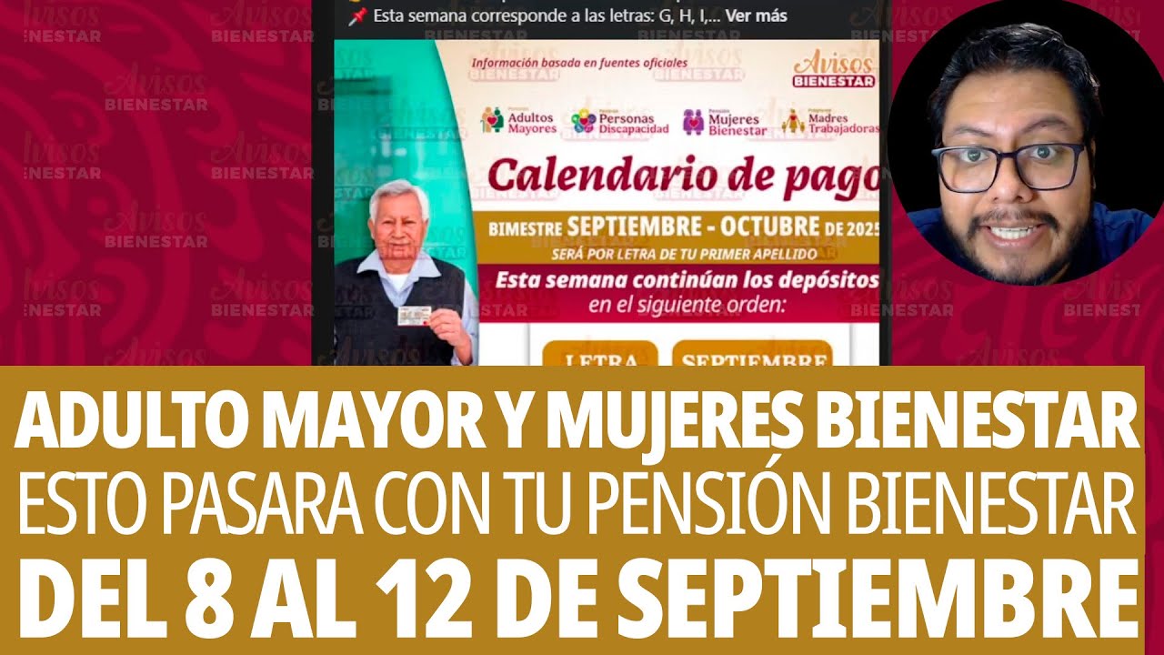 ¡DEL 8 AL 12 DE SEPTIEMBRE! esto pasara con la pension bienestar adultos mayores y mujeres bienestar