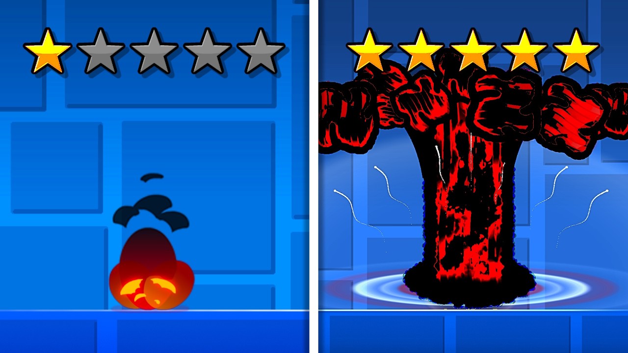 1 Star Explosion vs 5 Star Explosion in Geometry Dash