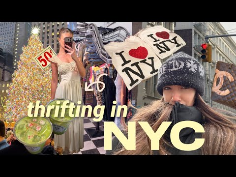come THRIFT with me in NYC ⭐️🎄❄️ [ festive NEW YORK VLOG ] !!