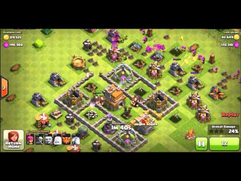 Clash of Clans level 37 attack with lots of resources