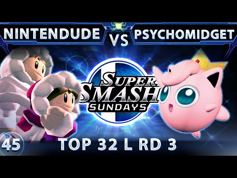 SSS 45 - Splyce Nintendude (Ice Climbers) Vs. PsychoMidget (Jigglypuff) SSBM Top 32 Losers Round 3