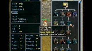 Godswar MMORPG Alpha testing Warrior's lvl 1 stats and talents