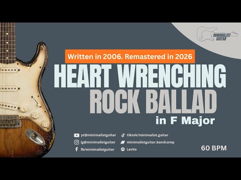 Heart Wrenching Rock Ballad l Guitar Backing Track in F Major | 60 BPM