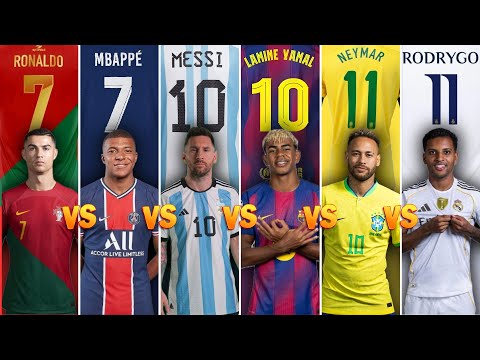 Comparison: Ronaldo vs Messi vs Neymar vs Mbappé vs Yamal vs Rodrygo