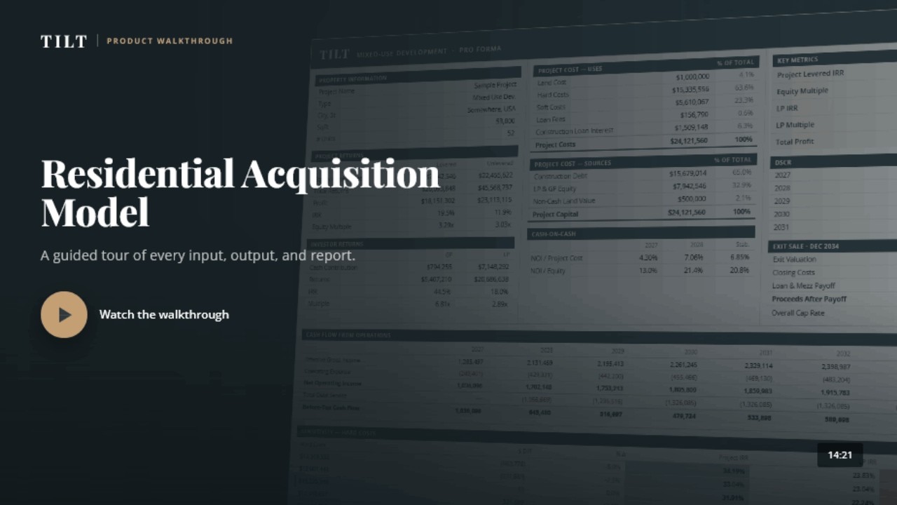 TILT Residential Acquisition Model Walkthrough