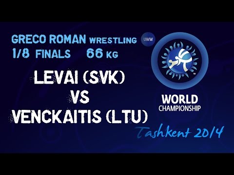 1/8 Finals - Greco Roman Wrestling 66 kg - I LEVAI (SVK) vs E VENCKAITIS (LTU) - Tashkent 2014