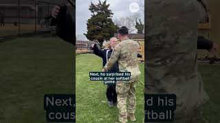 Soldier surprises emotional sister during game for epic reunion