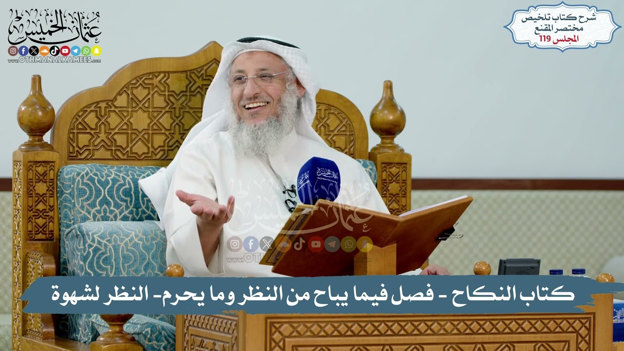 119 - الملخص الفقهي- كتاب النكاح -فيما يباح من النظر وما يحرم- والنظر لشهوة // الش