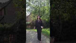 Black Sequins Embroidered Chiffon Kaftan - Video 3