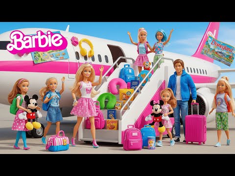 Barbie & Ken Doll Family Airplane Travel Routine (They Going To Disney Land!)