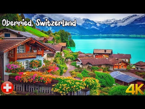 Oberried, Switzerland walk in rain 4K -  Most beautiful Swiss villages - rain ambience