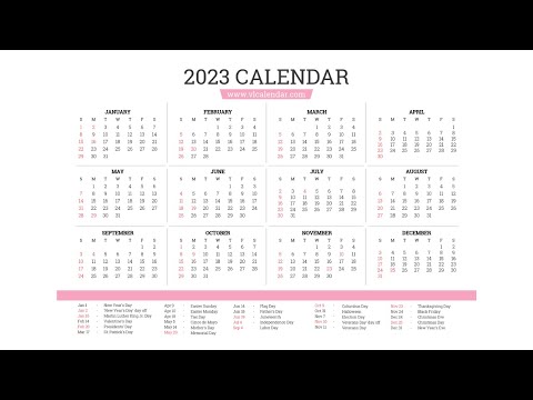 Printable Year 2023 Calendar Templates with Holidays - VL Calendar