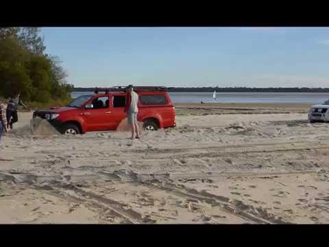 2 Sand Bogged 4x4s Rescued by 1 Landcruiser - Inskip Point near Fraser Island