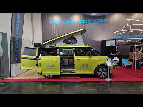 Mercus fully electric camper van with roof tent