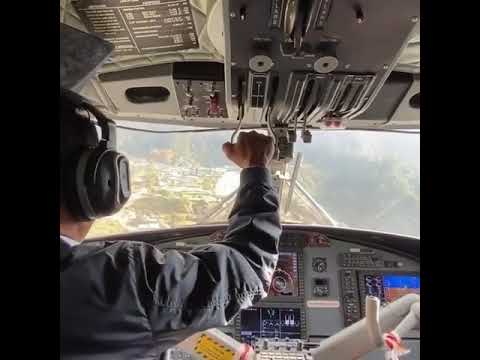 Landing at Lukla, Nepal. Tenzing Hillary Airport.