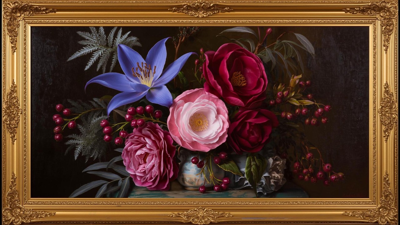 Vintage Lyrical Grace Mood Wallpaper Background | Ultra HD 4K | Framed Original Digital Art