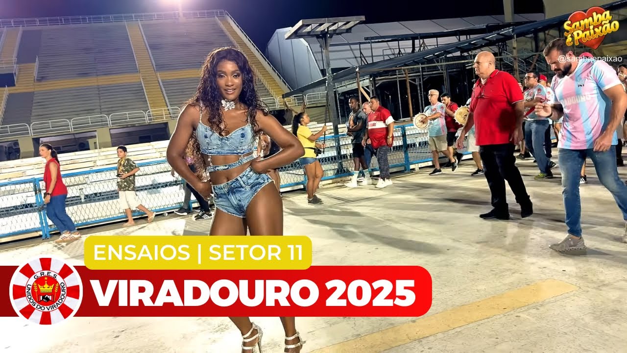 Viradouro 2025 Ao Vivo |  Bateria Furacão Vermelho e Branco no Setor 11