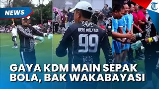 MOMEN Gubernur Jawa Barat Dedi Mulyadi Main Sepak Bola, Jadi Kiper Gayanya Bak Wakabayasi