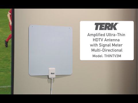 TERK THINTV3M Amplified Ultra-Thin Indoor Multi-Directional Antenna with Signal Meter
