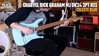 Video thumbnail for No Talking...Just Tones | Charvel Rick Graham Signature MJ DK24 2PT HSS Celeste Blue by Peach Guitars