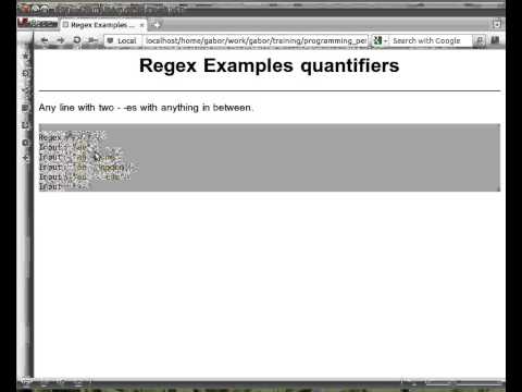 Beginner Perl Maven tutorial: 8.10 - any number of any character