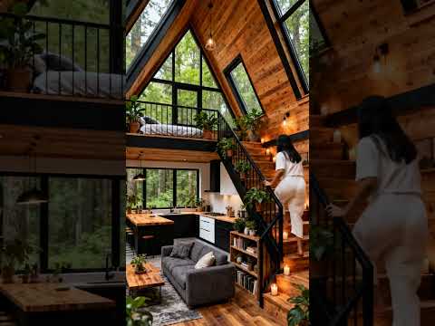 Modern A-Frame Cabin Interior 🪵✨ | Cozy Forest Living | Tiny House