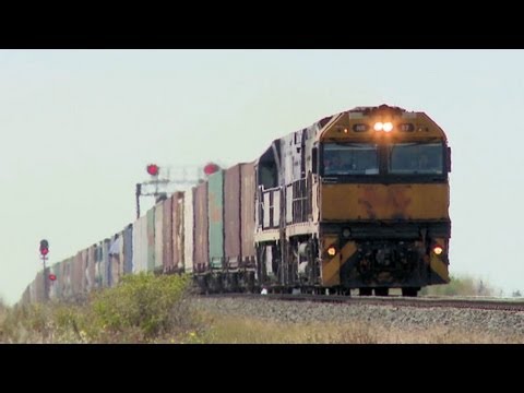 NR class diesel locomotives with a long freight train - PoathTV  Railways & Trains in Australia