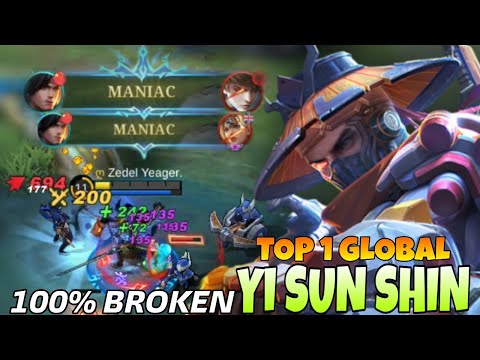 2X MANIAC! YI SUN SHIN BEST BUILD IN 2022  [ Top 1 Global Yi Sun Shin ]  Zedel Yeager ~ Mlbb