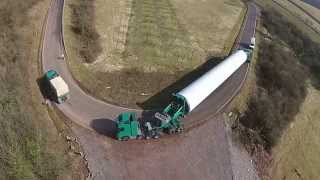 preview picture of video 'Windpark Merchingen Transport eines Turmteiles'