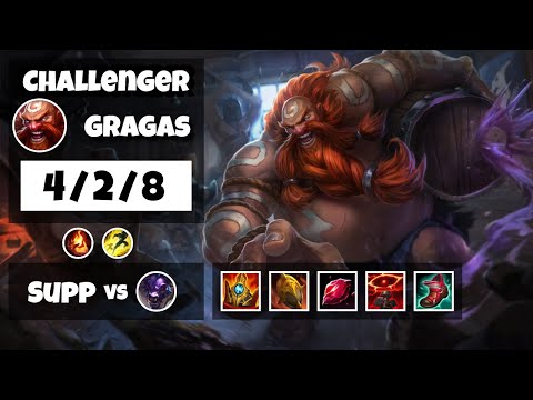 Gragas Support 11.6 Challenger Gameplay Replay - S11 (4/2/8) - KOREAN