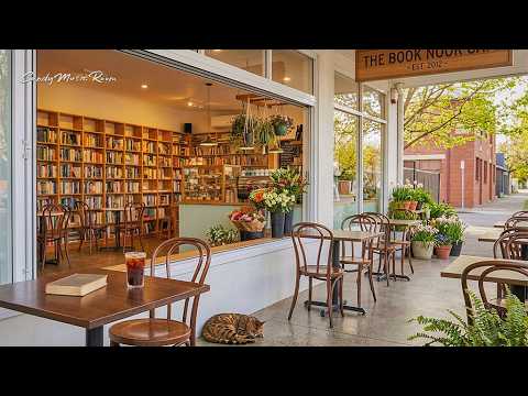Floral Book Cafe Ambience ☕ Relaxing Jazz & Nature Sounds for Focus & Study