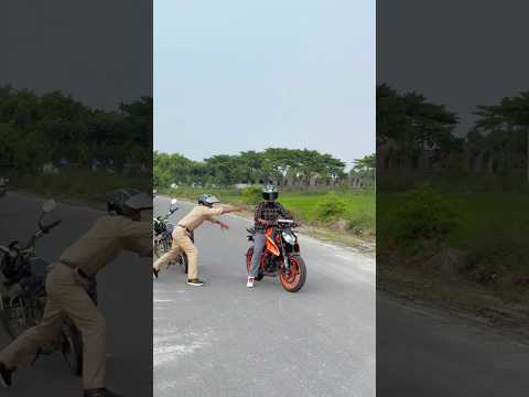 Police vs biker? Doing stunts in front of the police was a tough job #shorts