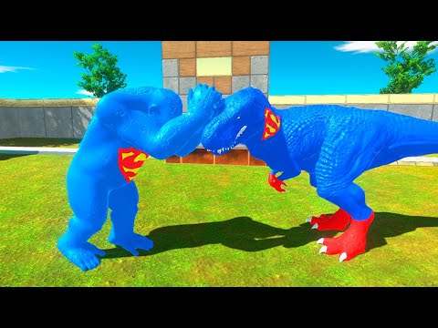 SUPERMAN GORO vs SUPERMAN T-REX DEATH RUN - Animal Revolt Battle Simulator