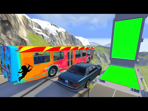 Heavy Vehicle High Speed Car Jump In Vertical And Horizontal Green Slime Pool Crash - BeamNG.drive
