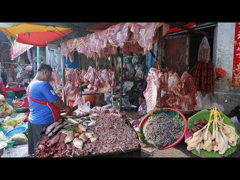 Morning Food Market @Tuol Sangke - Daily Lifestyle & Activities of Vendors Selling Food in Market