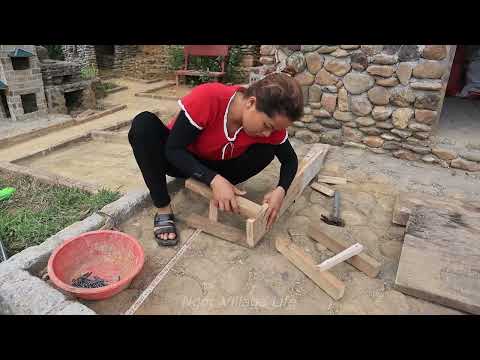 Young Girl Living Alone in a Stone House at the Foot of the Hill | Simple Village Life