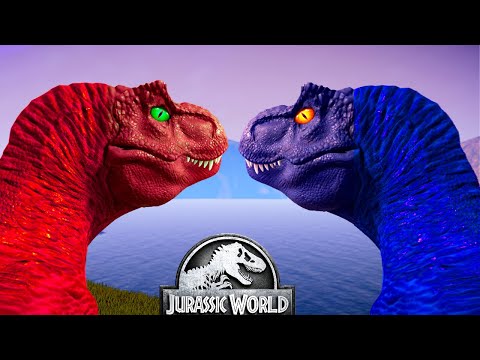 Indominus Rex Vs Tyrannosaurus Rex vs Indoraptor - Jurassic World Evolution Dinosaurs Fighting