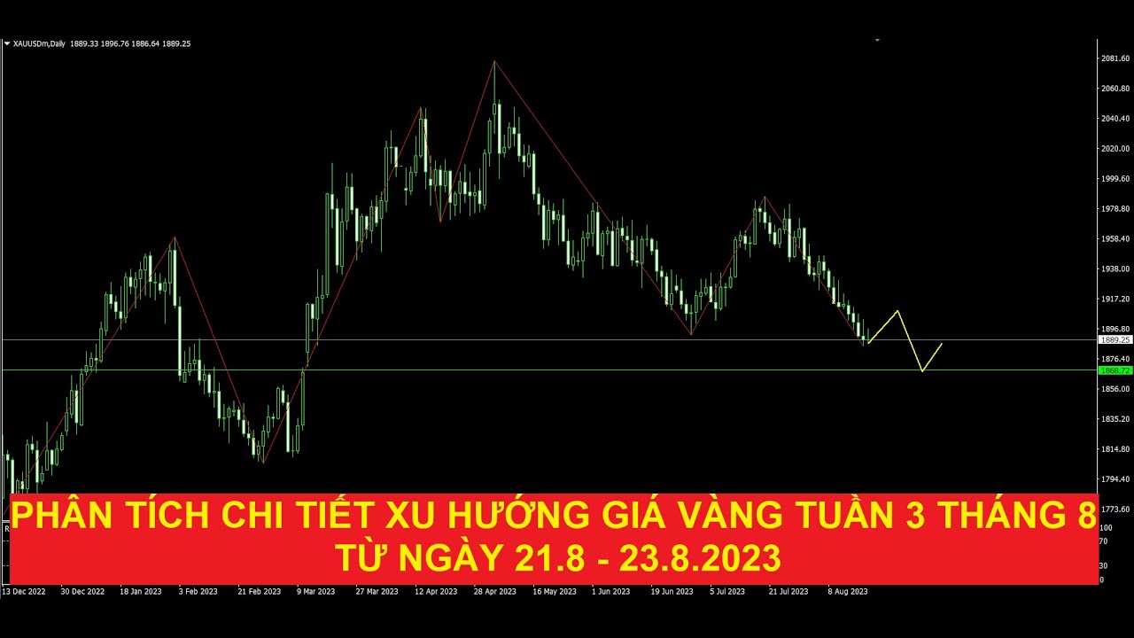 Video phân tích xu hướng giá vàng tuần từ ngày 21.8 - 25.8.2023