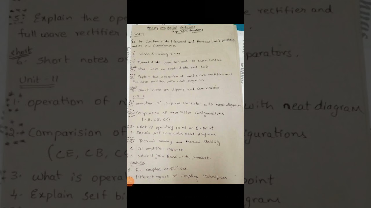 JNTUH R18 BTECH CSE ANALOG AND DIGITAL ELECTRONICS IMPORTANT QUESTIONS TO PASS EXAM.