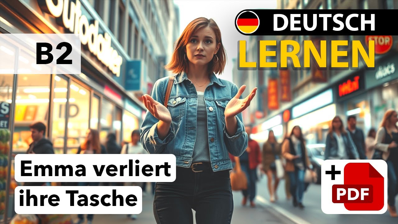 Learn German 🇩🇪 | Emma verliert ihre Tasche [ + PDF ] – Emma loses her bag (B2) + SUBS