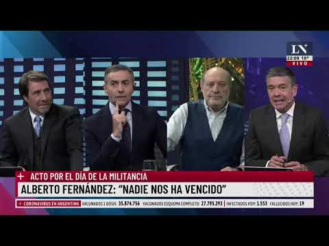 La Cámpora llegó cuando terminaba el discurso del Alberto. Acto peronista por el día del militante